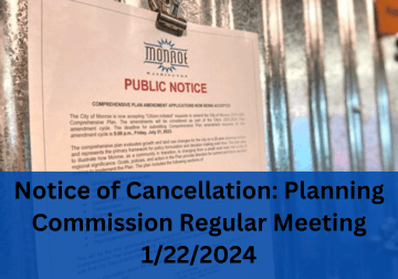 Notice of Cancellation: Planning Commission 1-22-24